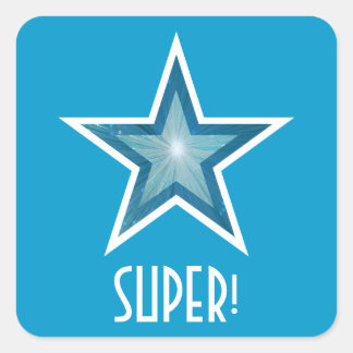 Blue Star 'SUPER!' square sticker blue