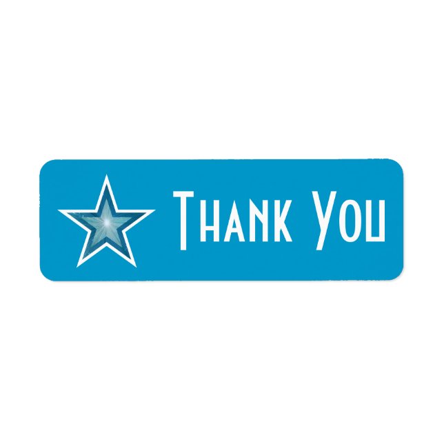 Blue Star 'Thank you' label small blue (Front)