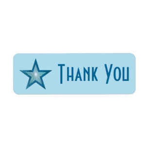 Blue Star 'Thank you' label small pale blue