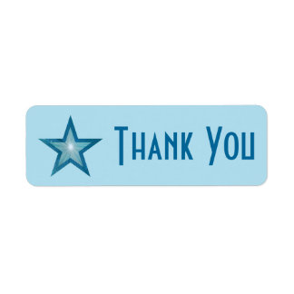 Blue Star 'Thank you' label small pale blue