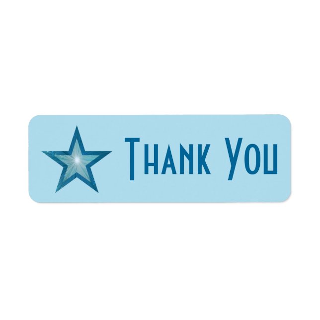 Blue Star 'Thank you' label small pale blue (Front)