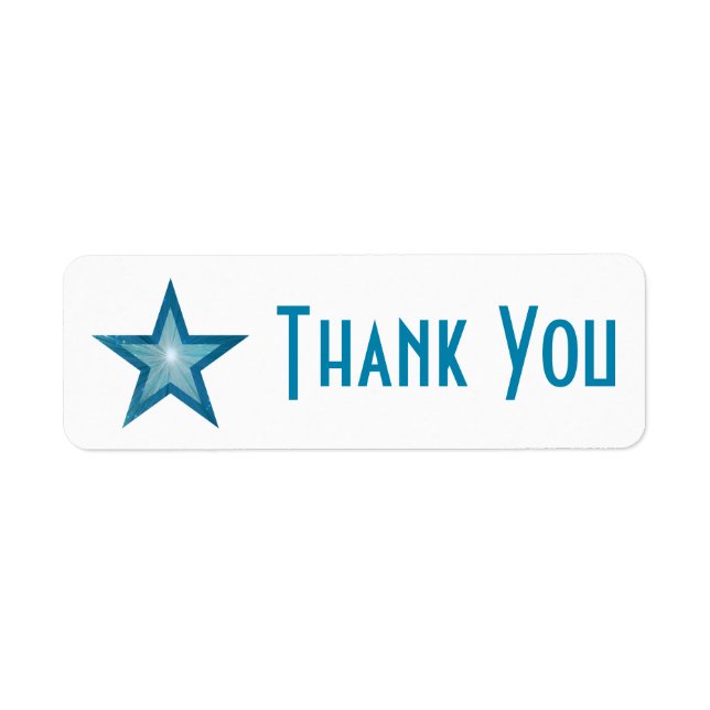 Blue Star 'Thank you' label small white (Front)