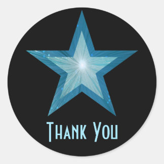 Blue Star "Thank You" round sticker black