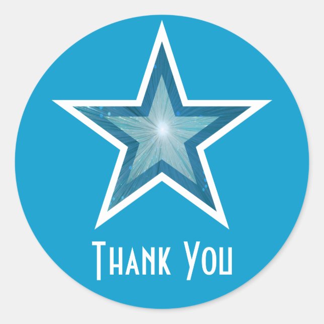 Blue Star "Thank You" round sticker blue (Front)