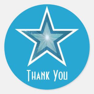 Blue Star "Thank You" round sticker blue