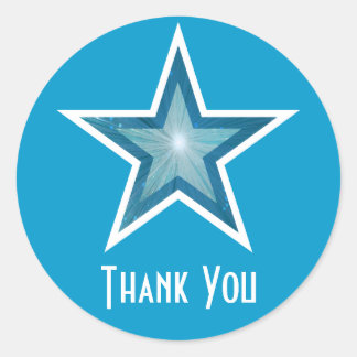 Blue Star "Thank You" round sticker blue