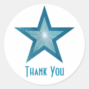 Blue Star "Thank You" round sticker white
