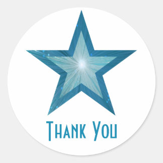 Blue Star "Thank You" round sticker white