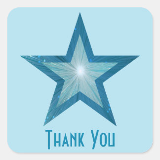 Blue Star "Thank You" square pale blue Sticker