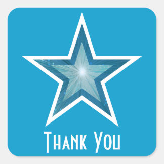 Blue Star 'Thank You' square sticker blue