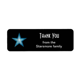 Blue Star 'Thank You' text label small black