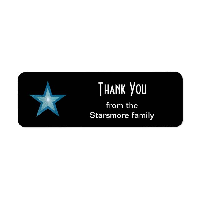 Blue Star 'Thank You' text label small black (Front)