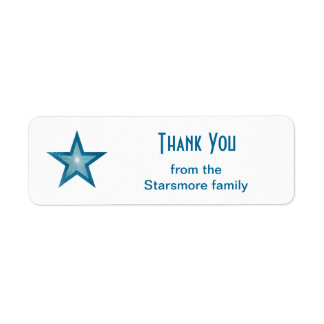 Blue Star 'Thank You' text label small white