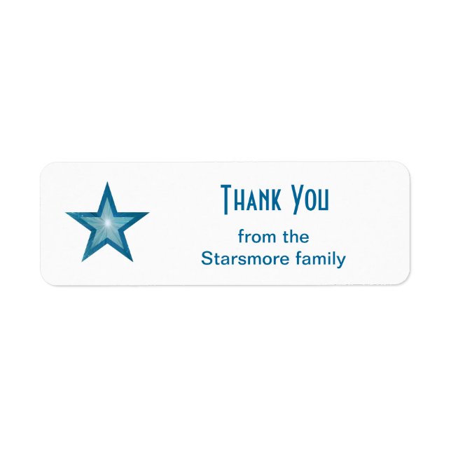 Blue Star 'Thank You' text label small white (Front)