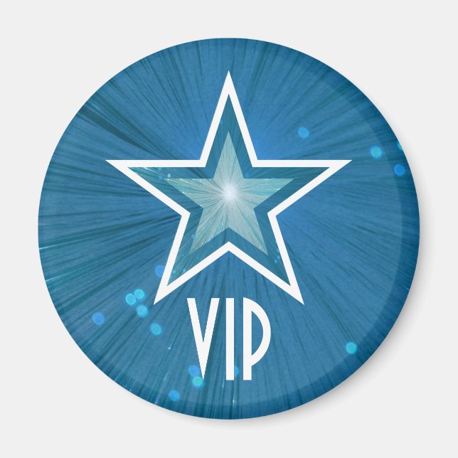 Blue Star 'VIP' fridge magnet round (Front)