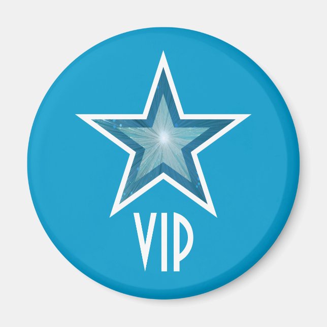 Blue Star 'VIP' fridge magnet round blue (Front)