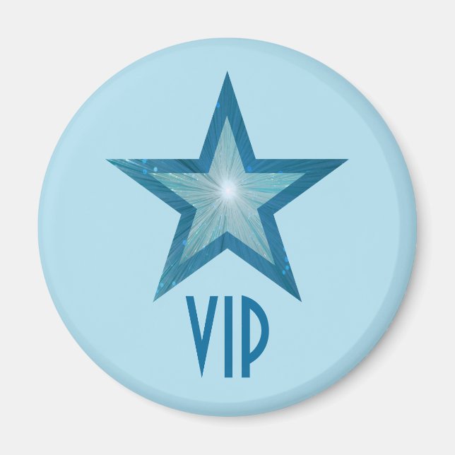 Blue Star 'VIP' fridge magnet round pale blue (Front)