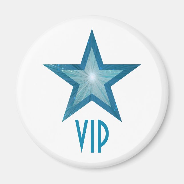 Blue Star 'VIP' fridge magnet round white (Front)
