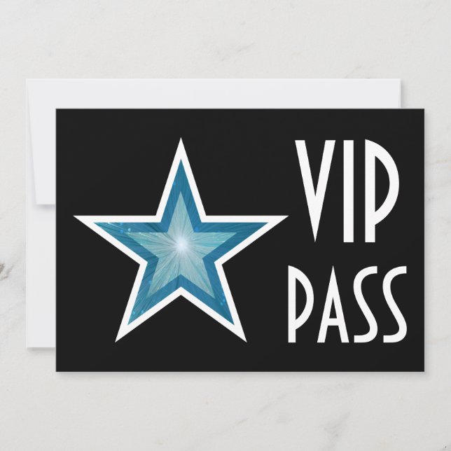 Blue Star 'VIP PASS' invitation black horizontal (Front)