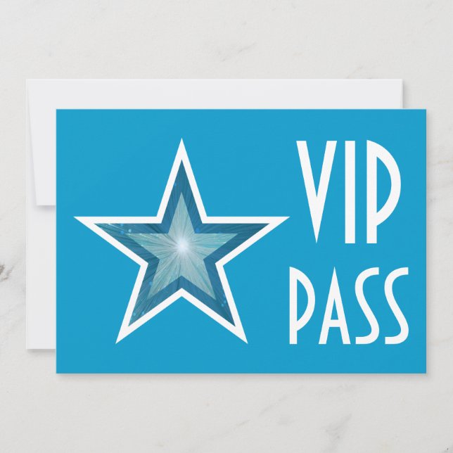 Blue Star 'VIP PASS' invitation blue horizontal (Front)