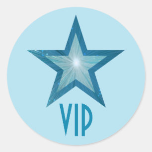Blue Star VIP round sticker pale blue