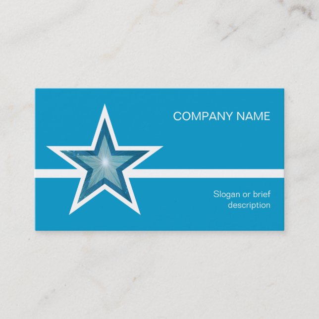 Blue Star white line business card template blue (Front)