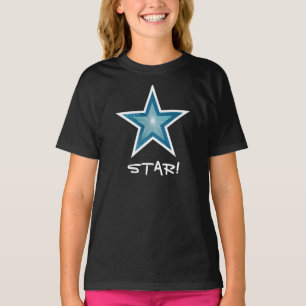 Blue Star White 'STAR!' girl's t-shirt black