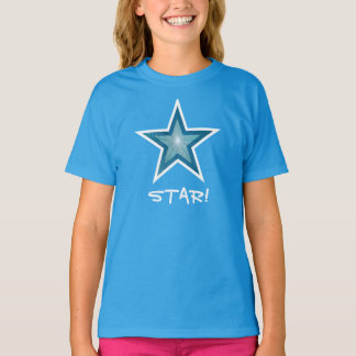 Blue Star White 'STAR!' girl's t-shirt blue