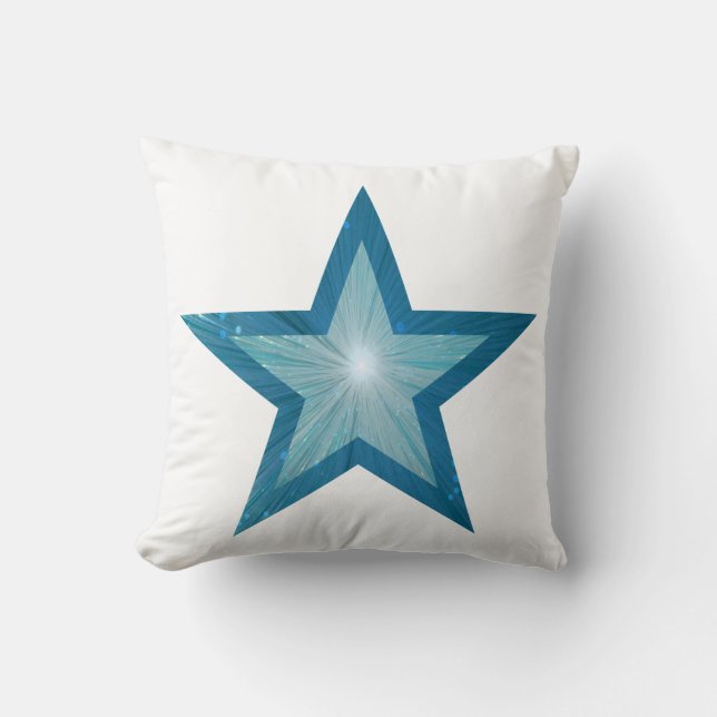 Blue Star White 'Text' throw pillow square (Front)