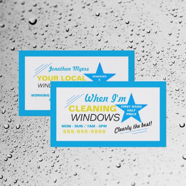 Blue Star Window Cleaner, Cleaning Service Business Card (Creator Uploaded)