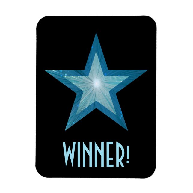 Blue Star 'Winner!' flexible magnet black (Vertical)