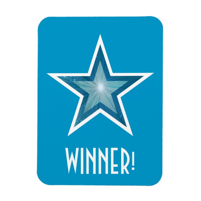 Blue Star 'Winner!' flexible magnet blue (Vertical)