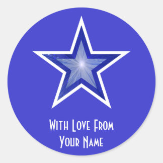 Blue Star 'With Love From'' round blue Classic Round Sticker