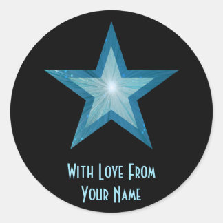 Blue Star 'With Love From'' round sticker black
