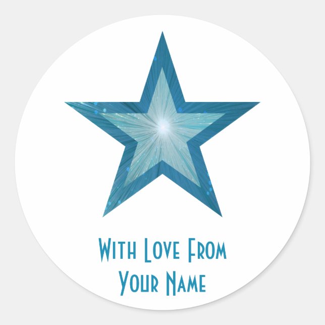 Blue Star 'With Love From'' round sticker white (Front)