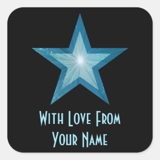 Blue Star 'With Love From'' square sticker black