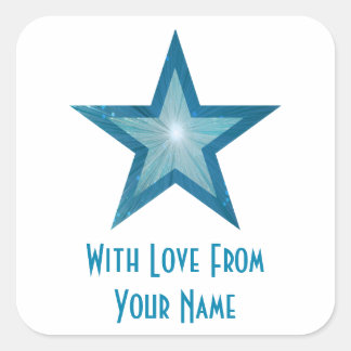 Blue Star 'With Love From'' square sticker white