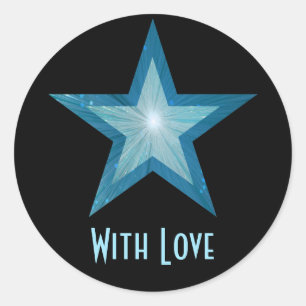 Blue Star 'With Love'' round sticker black