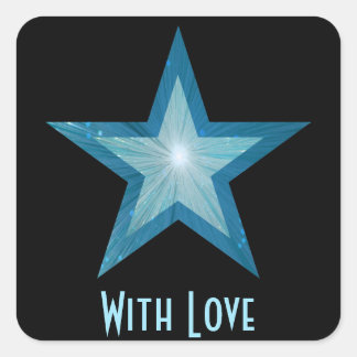Blue Star 'With Love'' square sticker black