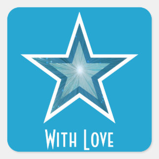 Blue Star 'With Love'' square sticker blue