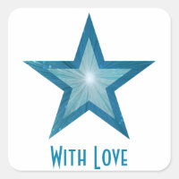 Blue Star 'With Love'' square sticker white