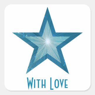 Blue Star 'With Love'' square sticker white