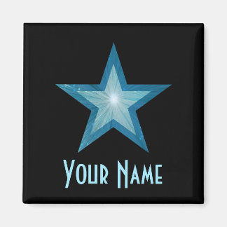 Blue Star 'Your Name' fridge magnet square black