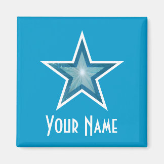 Blue Star 'Your Name' fridge magnet square blue