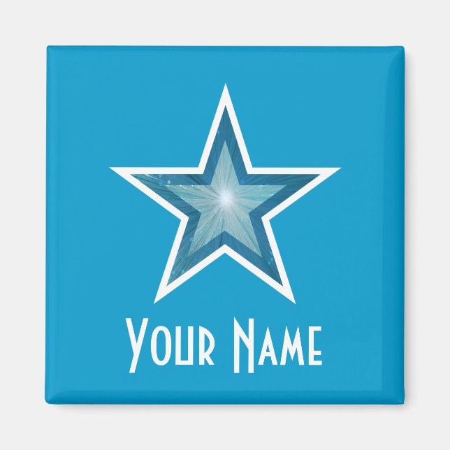 Blue Star 'Your Name' fridge magnet square blue (Front)