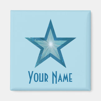 Blue Star 'Your Name' magnet square pale blue