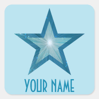 Blue Star 'Your Name'' square pale blue Sticker