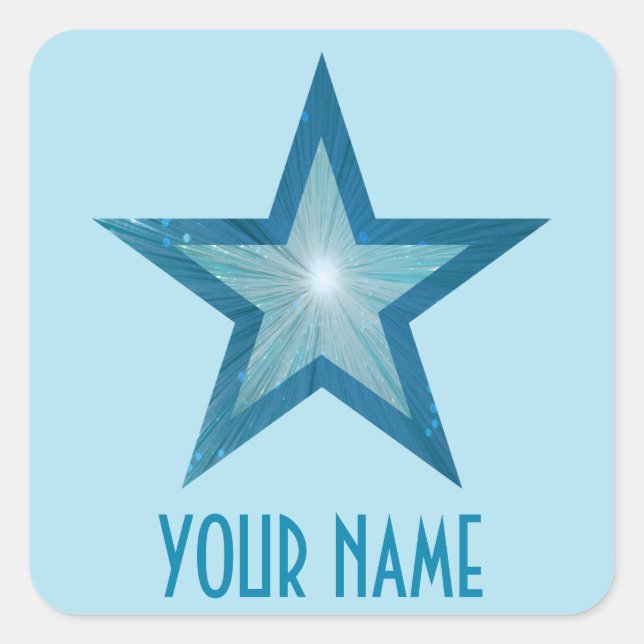 Blue Star 'Your Name'' square pale blue Sticker (Front)