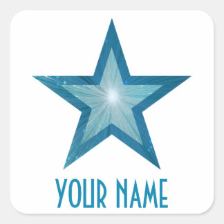 Blue Star 'Your Name'' square sticker white
