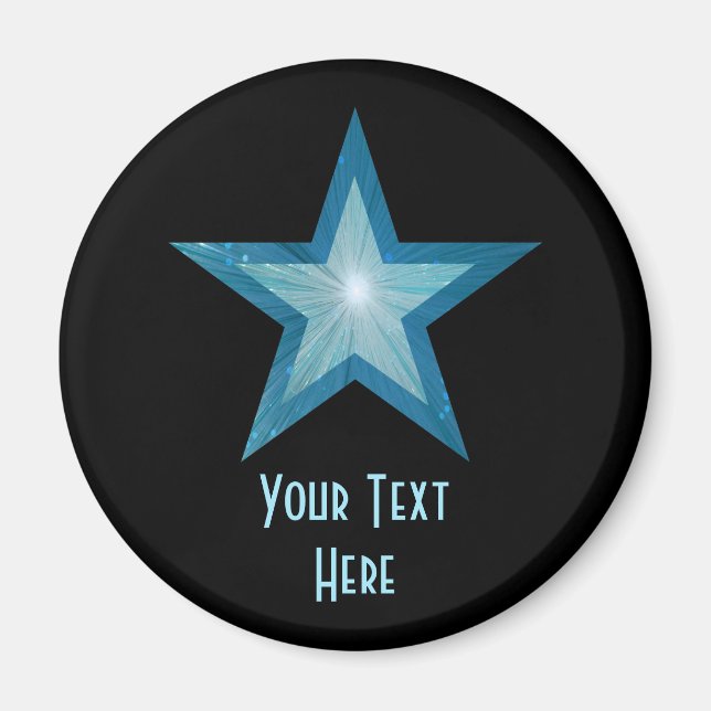 Blue Star 'Your Text' fridge magnet black (Front)